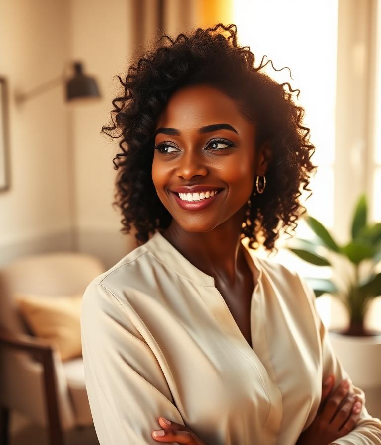 Confident African American female therapist
