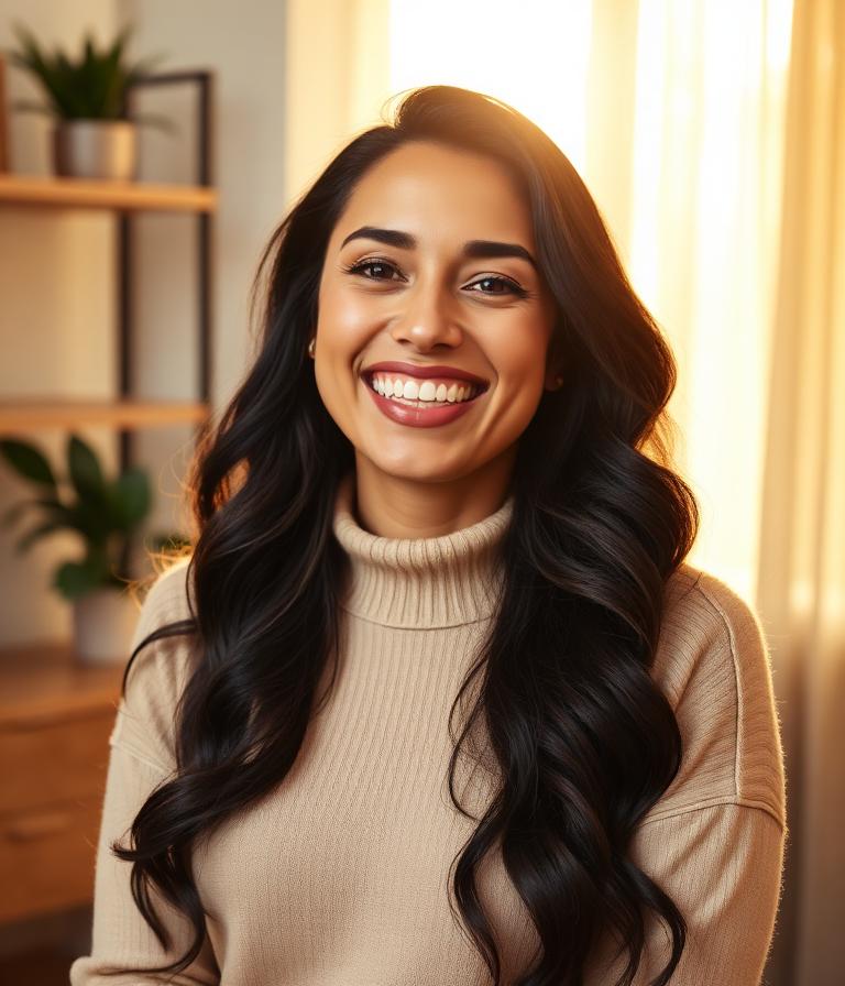 Warm smiling Hispanic female therapist
