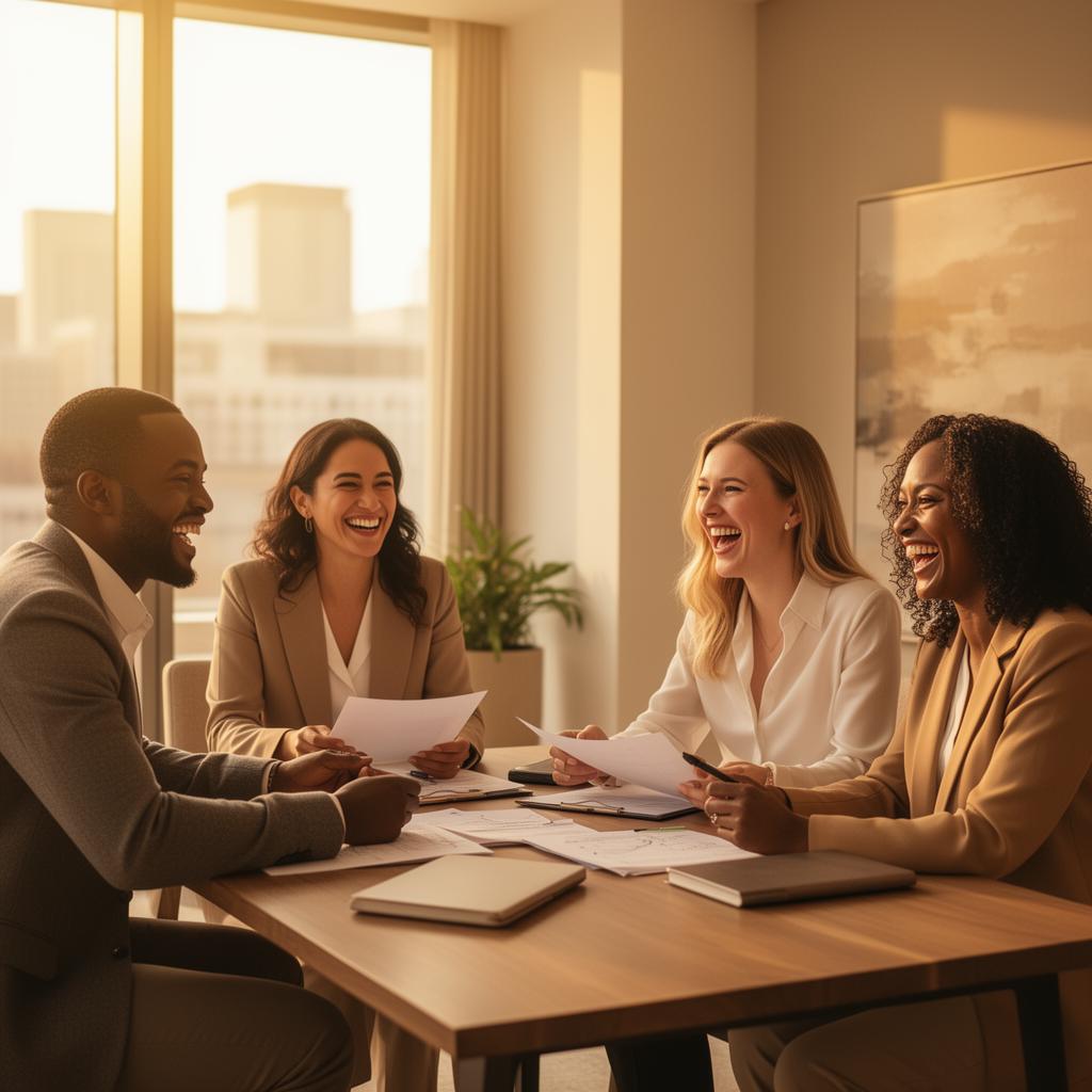 Diverse team collaborating in a bright modern office
